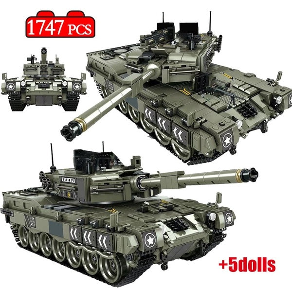 1747 Pcs Leopard 2 Main Battle Tank Model Building Blocks Military WW2 Army Soldier Bicks Toys For Kid Boys