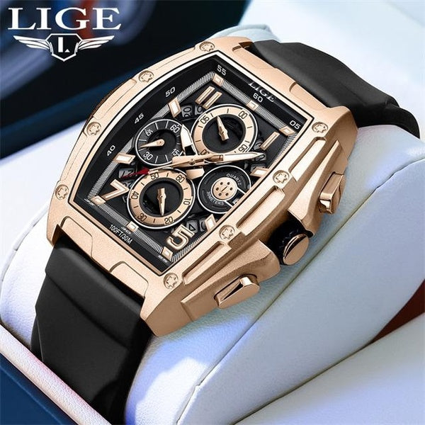 LIGE montres pour hommes haut de gamme Original sport Quartz hommes montres bande de Silicone étanche lumineux chronographe montre-bracelet Relogios
