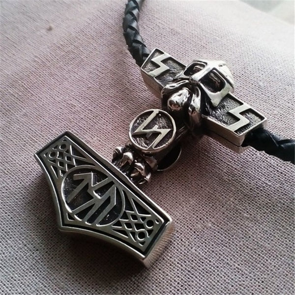 316L Acier Inoxydable Viking Odin Marteau Pendentif pour Hommes Punk Rune Collier Amulette Bijoux Chaîne En Acier
