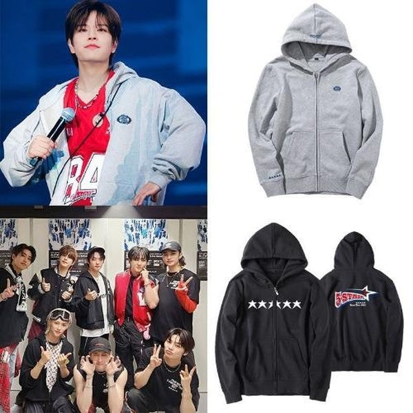 Kpop Straykids Original Material Concert 5STAR Same Style Hoodie Sweater Spring Autumn Winter Thin Plushed Loose Zipper Cardigan Coat Hooded
