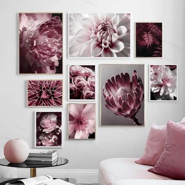 Peony Rose wall art oil painting northern Europe plants and flowers Poster Wall Painting living room home decoration picture
