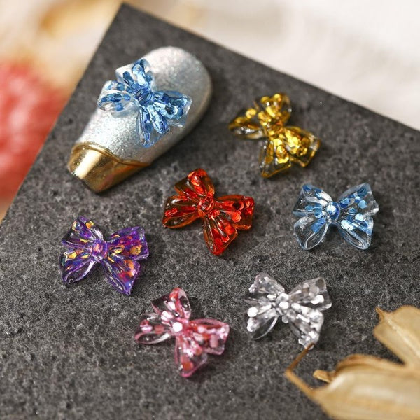 50pcs 8.5*11mm Sequins Resin Bowknot Jewelry Fingernail DIY Decoration Nail Art Accessories-30
