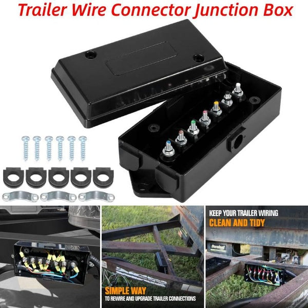 7 Way Electrical Trailer Junction Box - 7 Gang Trailer Wire Connection Box Waterproof for Rewiring Camper RV Caravans Boat Light 7 Pole Trailer Wire