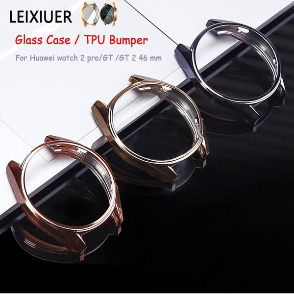 LEIXIUER TPU case for huawei watch 2 pro-GT -GT 2 46 mm soft plated all-around screen protector cover bumpers for huawei watch 2 pro-gt2 46mm