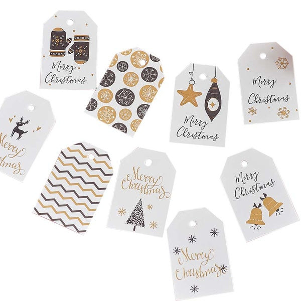 50Pcs Christmas Paper Hanging Tag For Wrapping DIY Crafts Xmas Party Supplies Gift Bookmark Card Tags Garment Labels No Rope CP3164