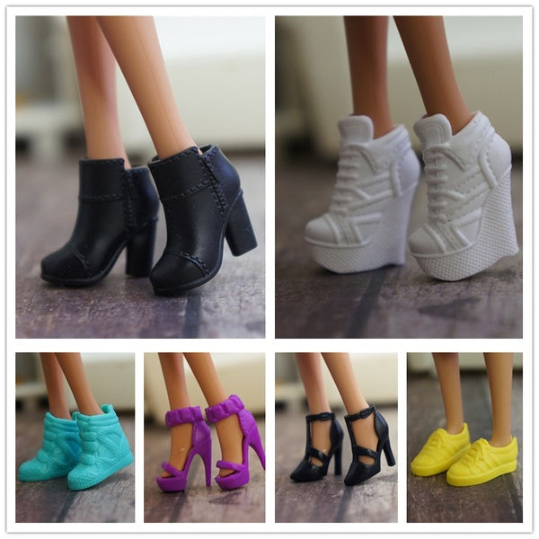 20Pcs-Lot Fashion High Heel Sandals Random Styles Doll Shoes Bow Fits for 11.5" (30 Cm) Doll for Play House Dolls Accessories Toys Color Random