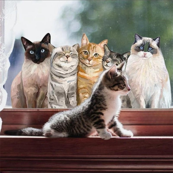 Lovely Cat PVC Stickers for Home Window Wall Decor