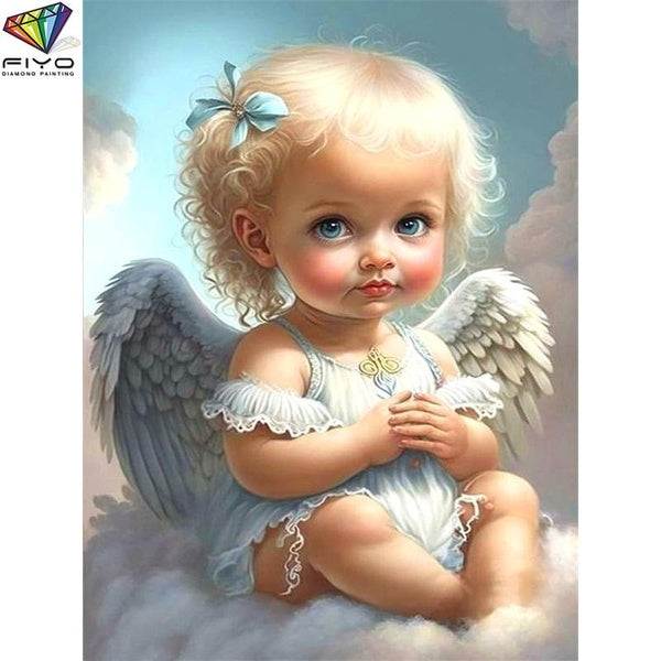 FIYO Angel DIY 5D Diamond Painting Full Drill with Number Kits Maison et Cuisine Mode Mosaïque Diamant Peinture Toile Décoration Murale Cadeau Artisa