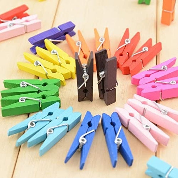 50 Pcs Colourful Wood Clothespin Memo Paper Clamp Clips Folder Clothespins Photo Postcard Peg Craft Clip