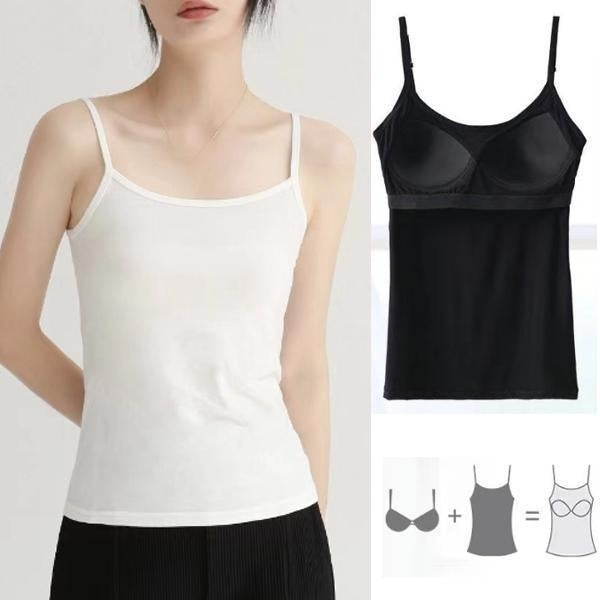 Women's Padded Bra Tank Top Solid Top Vest Female Camisole with Built In Bra Fitness Clothing