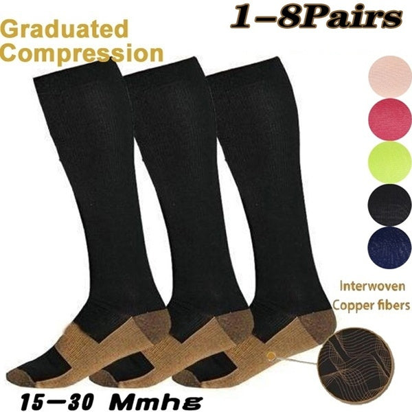 1-2-3-4-5-6-7-8 Pairs Compression Socks 15-30 MmHg Men´s Women´s Compression Socks Graduated S-XXL