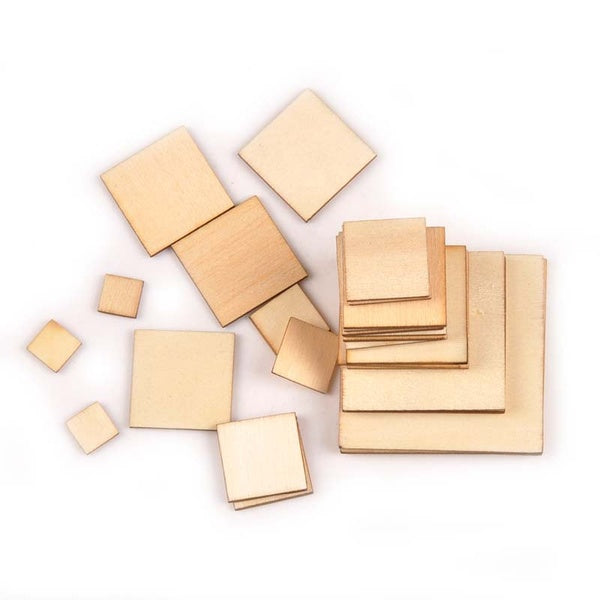 50 pièces forme carrée tranches de bois pour Scrapbooking décor à la maison artisanat fait main ornements en bois naturel 10-20-30-40-50mm MT2133