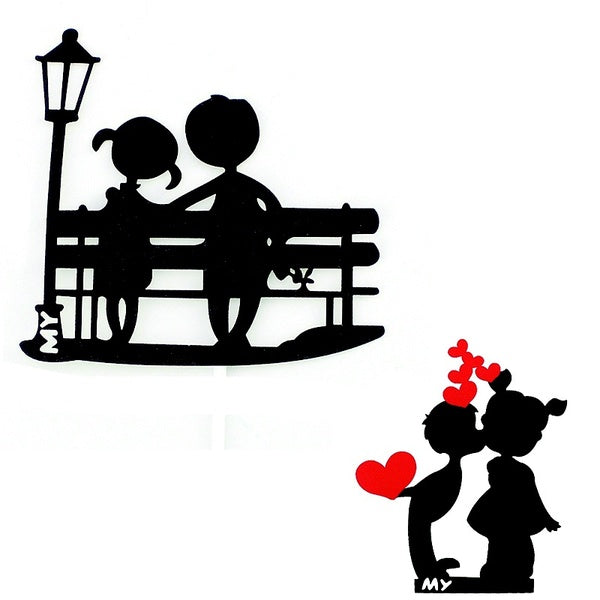 2 Styles Couple Lover Metal Cutting Dies Cut Stencils for Scrapbooking Album Decorative Embossing Paper Dies for Card Making