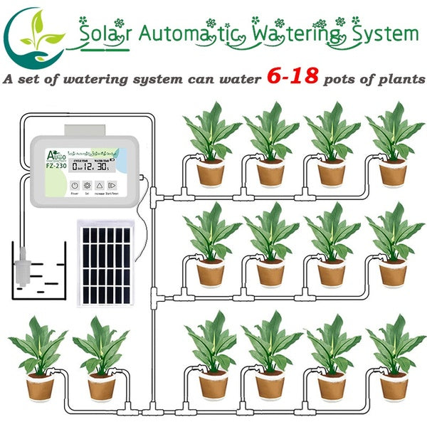 Solar Watering Device Automatic Intelligent Watering Timer, Garden Watering System With Adjustable Dripper Drip Sprinkling Plant Watering Kit (4 Sets