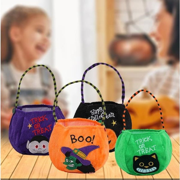 Halloween Candy Bag Decorative Portable Pumpkin Bag Kindergarten Candy Scene Arrangement Cloth Gift Bag Happy Helloween Party