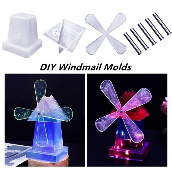 DIY Rotary Windmill Resin Molds Crystal Silicone Moulds for UV Resin Epoxy Handmade Home Desktop Ornament Decorations Craft Making Tools
