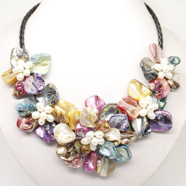 new Style Hot sale new Multi-Color of pearl shell flower necklace 18" Fashion Wedding Party Jewellery