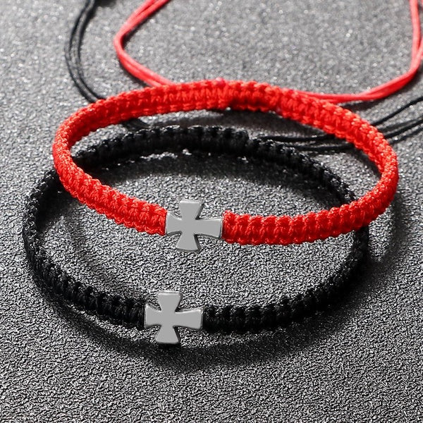 7 Colors Prayer Cross Braided Bracelet for Women Men Red Lucky Bracelets Adjustable Nylon Rope Healing Bangle Chain Couple Jewelry Gifts Yoga