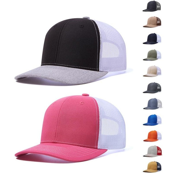 Casquettes de camionneur plaine de haut niveau été respirant maille Baseball chapeaux courbé Bill Strapback Golf chapeau pour femmes hommes