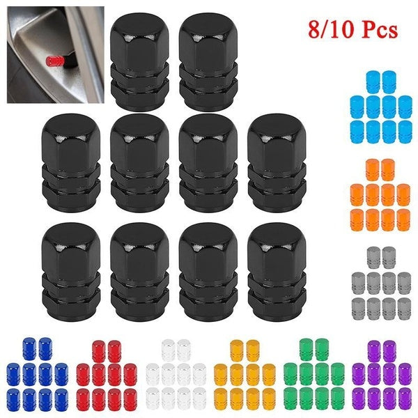 X AUTOHAUX 8-10pcs Aluminum Alloy Tire Valve Caps Wheel Valve Covers Dustproof Compatible For Cars Motorcycles Trucks