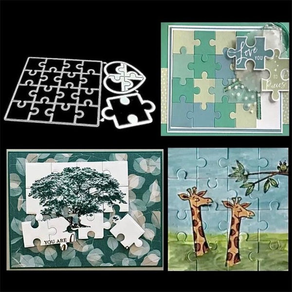 Puzzle fond métal matrices de découpe pochoirs pour bricolage Scrapbooking décoratif gaufrage artisanat modèle de découpe