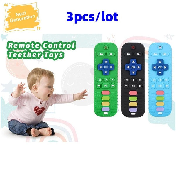 3pcs-Set Relief Soothe Babies Gums Silicone Teething Toys for Infant Toddlers Remote Control Shape Teethers