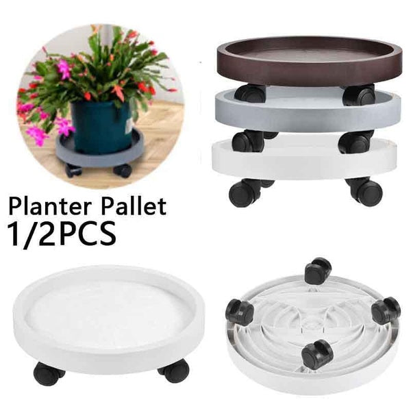 1-2 pièces 11.81-12.99-14.17 pouces OD jardinière à roues palette plante support chariot pour plante lourde pont plante en pot jardin Vases jardinièr