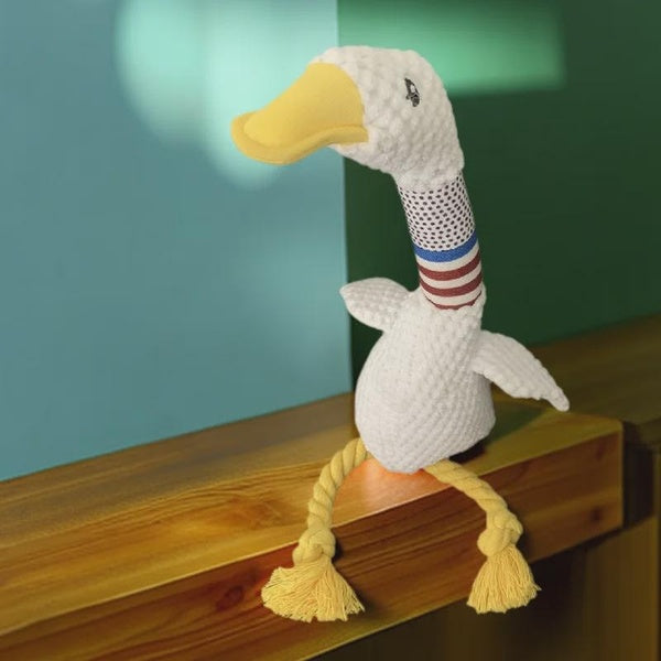 New Pet Dog Plush Sound Toy White Geese Coarse Grain Velvet Bite Resistant And Grinding Dog Toy Supplies Interactive Dog Toys