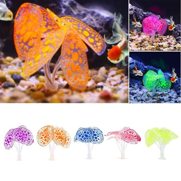 VOCOSTE Aquarium Silicone Glowing Fish Tank Simulation Coral Plant Ornament Underwater Plant Luminous Ornament Aquatic Landscape Decoration