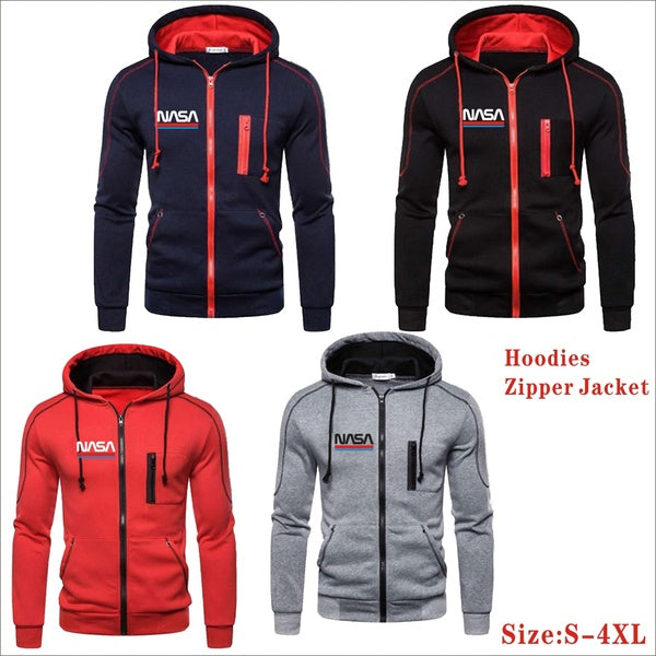 Nouveau NASA Hommes - Femmes Sport Personnalité Zipper À Capuche Cardigan Pull Veste De Mode Pull À Capuche Manteau 4 Couleurs S-4XL