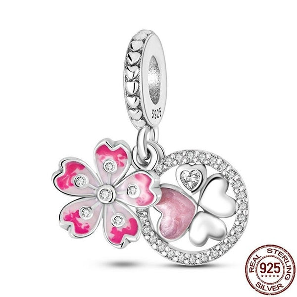 Exquis 925 Sterling Silver Daisy Petite Fleur Rouge Perles Charms Fit Bracelet Original Bracelet Mode Bijoux DIY