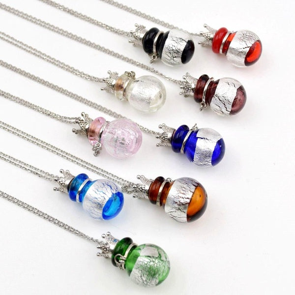 1pcs Ball Diffuser Perfume Refillable Coloured Handmade Essential Oil Aromatherapy Bottle Pendant Necklace