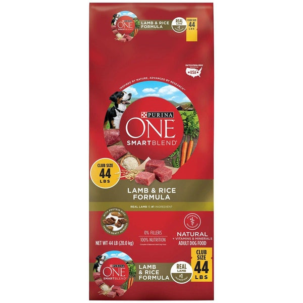 Purina ONE SmartBlend Natural Lamb and Rice, Adult Dry Dog Food, 44 lbs