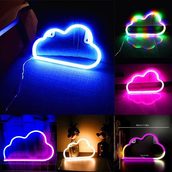 Cloud Neon Signs, LED Cloud Neon Light for Wall Decor, Battery or USB Powered Cloud Sign Shaped Decoration Wall Lights for Bedroom Aesthetic Teen Gir