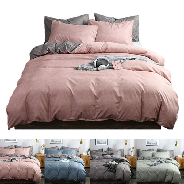 Bedding Set Solid Color Faux Duvet Cover & Pillow Shams Set Single Twin Double Full Queen King Quilt Cover Set 10 Size