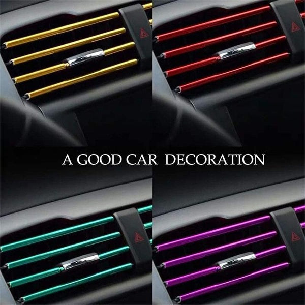 10 Pcs Car Air Conditioner Vent Outlet Trim Strip U Shape Chrome PVC Colorful Shiny Car Trim Strip for Car Decoration