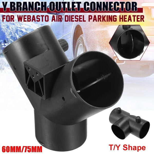 60mm-75mm Car Heater Air Vent Ducting Y-T Shape Exhaust Connector with Dual Regulating Valve Flap For Webasto Diesel Parking Heater