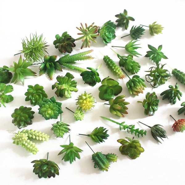 15pcs Artificial Succulent Plants Decorative Mixed Fake Succulents Unpotted for DIY Wall Home Decor (Green, Random Send)
