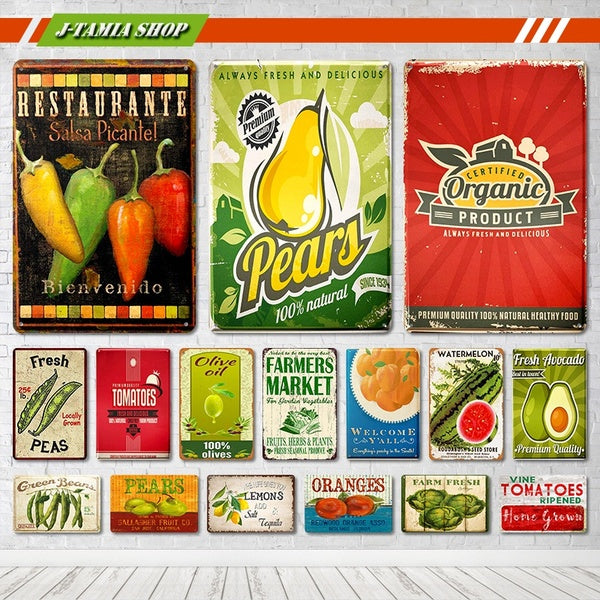Vegetables Fruit Fram Signs Metal Tin Signs Posters Restaurant Cafe Bar Vegetables Fruit Shop Kitchen Motel Fram Wall Decor