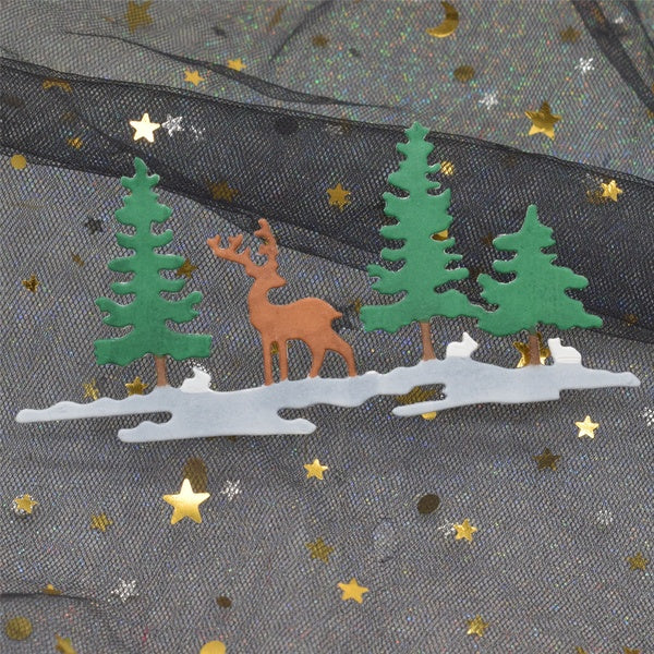 Animal cerf arbre coupe meurt hiver métal pochoir bricolage Scrapbooking découpes carte décoration papier gaufrage matrices