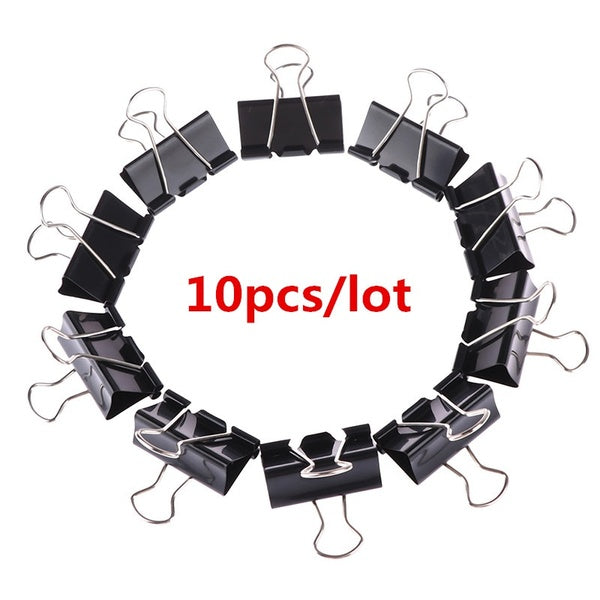 10pcs-lot 19mm- 25mm- 32mm Black Metal Binder Clips Notes Letter Paper Clip Office Supplies Binding Securing Clips