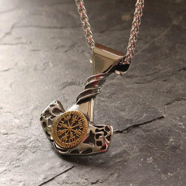 mythologie nordique collier viking hommes marteau pendentif Triangle Vegvisir slave pendentif acier inoxydable bijoux scandinaves