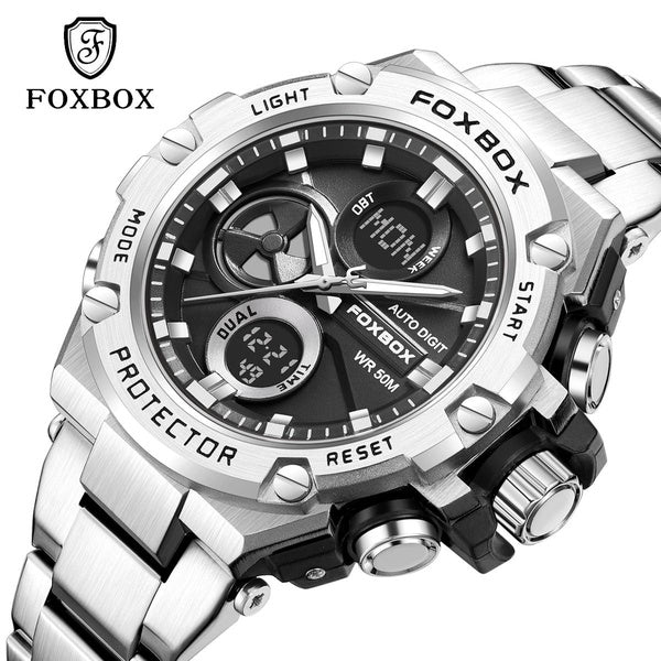 LIGE nouvelles montres pour hommes 50M étanche horloge alarme reloj hombre LCD double affichage montre-bracelet Quartz militaire sport hommes montre
