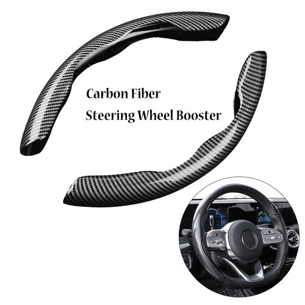 1Pair Car Steering Wheel Cover 38cm 15Inch Anti Slip Carbon Fiber Black Steering Wheel Booster for Decoration Car Accessories