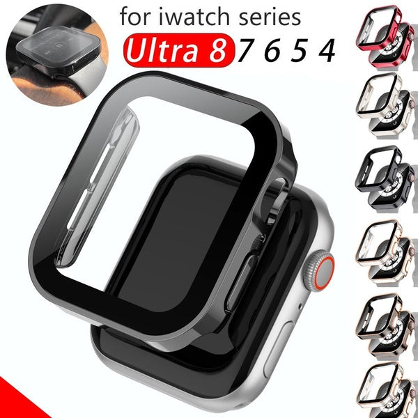 Case for Apple Watch Ultra 49mm 8 7 45mm 41mm 44mm 40mm for iWatch 4 5 SE 6 Tempered glass with plating PC Screen Protector Accessories Edge Bumper C