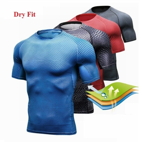 Men Athletic Shirts Fast Dry Fitness Round Neck Tees Outdoor Sport Running Climbing Fast Dry Shirt