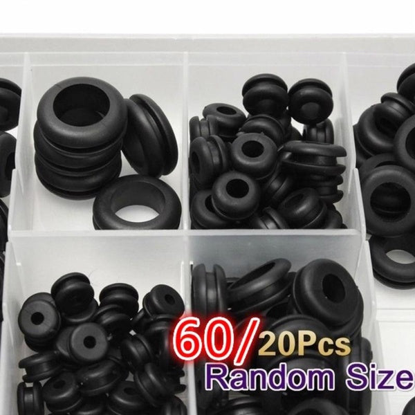 60-20 Pcs Black O Ring Rubber Washer Seals Gasket Grommet Assortment Kit Electrical Gasket O-Ring Seals Tools Set