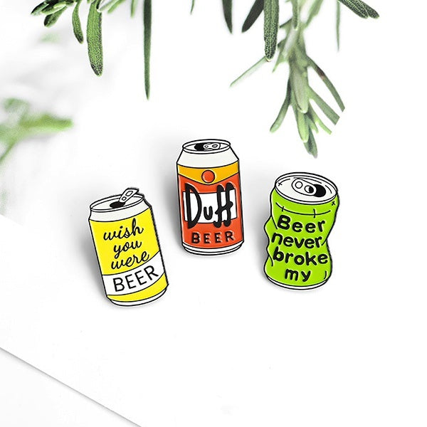 Cartoon Brooch Jewelry Tricolor Hip Hop Beer Can Enamel Lapel Pins Party Drink Brooches Badges Fashion Pins Gifts for Friends