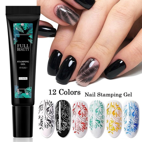8ML Nail Stamping Gel Polish Black White Nail Transfer Gel Soak Off Varnish Oil For Print Nail Art Stamp Plates Manicure