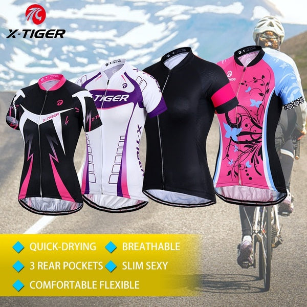 X-TIGER Women's Cycling Jersey Summer Breathable Cycling MTB Bicycle Clothing Mountain Bike Clothes Cycling Shirts Bike Apparel